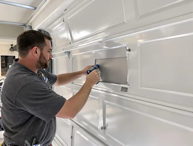 Garage door panel repair by Waterford Garage Door Repair in Waterford